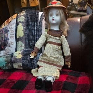 Classic Doll with Elegant Brown and Cream Outfit